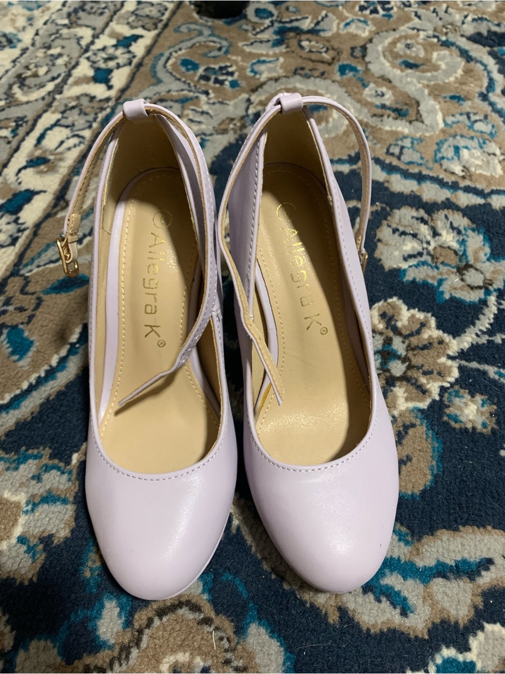 Allegra K Pastel Lilac Ankle-Strap Heels